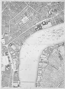 Un mapa de Covent Garden y Westminster, Londres, 1746